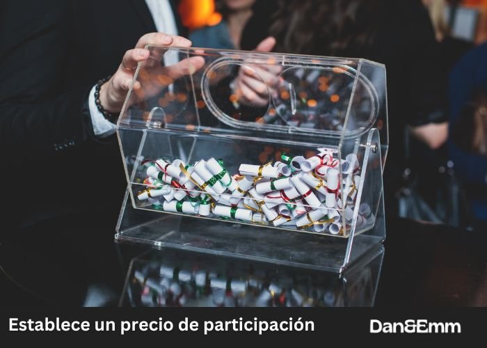 Establece un precio de participación y el número de boletos disponibles